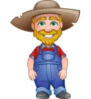 Elderly Farmer Grandpa with Beard Vector Cartoon Character AKA Arn